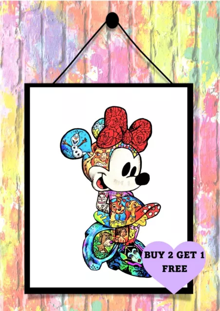 BUY 2 GET 1 FREE Disney Minnie Mouse CHARACTER ART Watercolour Print