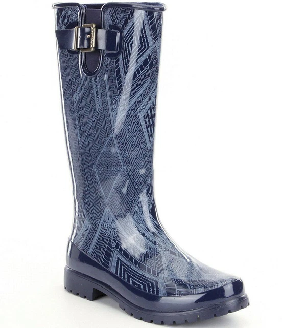 Sperry Women's Top Sider Pelican III Rain Boot Navy Blue Geo Rubber Sz 6 NIB Sperry Women's Top Sider Pelican III Rain Boot Navy Blue Geo Rubber Sz 6 NIB