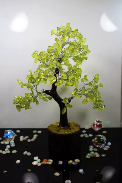 Natural Gemstone Crystal Money Tree Good Luck Prosperity Feng Shui A14