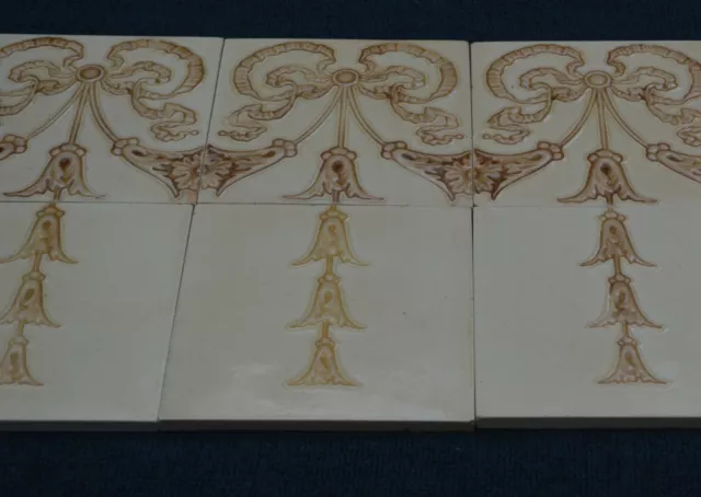 England Antique Art Nouveau Majolica 12-Set Tile C1900 3