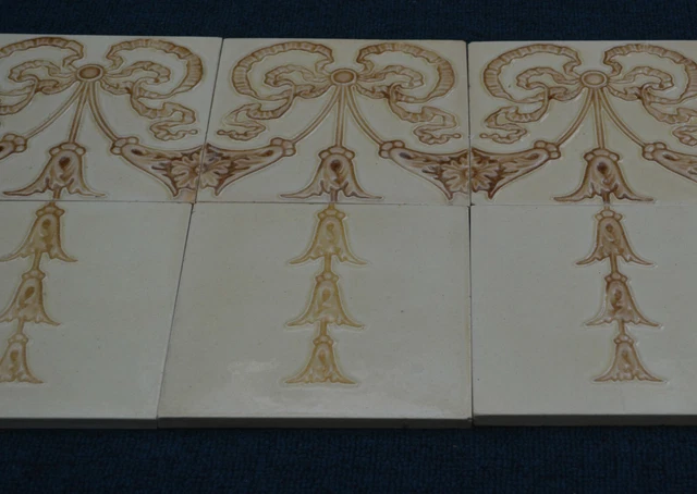 England Antique Art Nouveau Majolica 12-Set Tile C1900 3