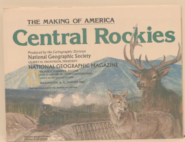 Vintage 1984 National Geographic Map of the Central Rockies