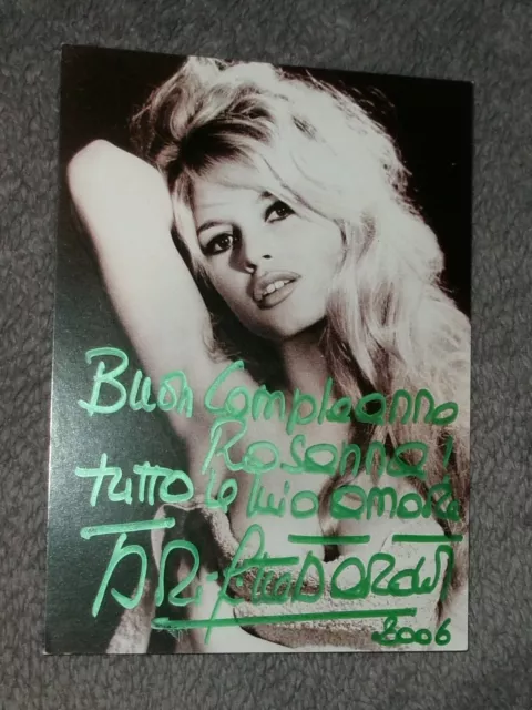 Brigitte Bardot Autografo Con Dedica Su Cartolina Con Annullo Filatelico