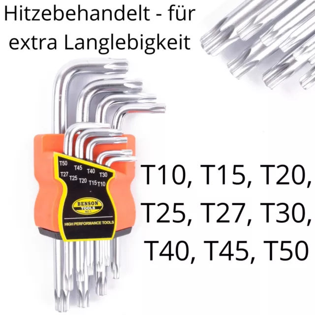 Torx Winkelschlüssel Set Sechskant Schlüssel Stifschlüssel Satz 9tlg T10 - T50