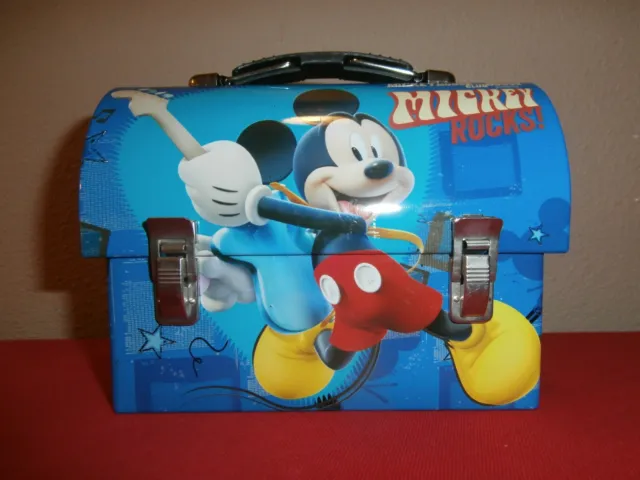 MICKEY MOUSE CLUBHOUSE "Mickey Rocks" Mini Lunchbox/Tin Storage Box FREE SHIP