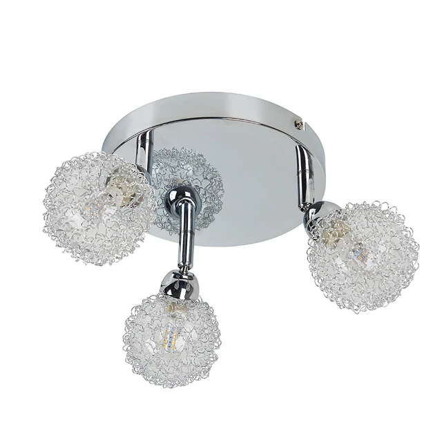 Polished Chrome Ceiling Light Fitting 3 Way Semi Flush Adjustable Lights