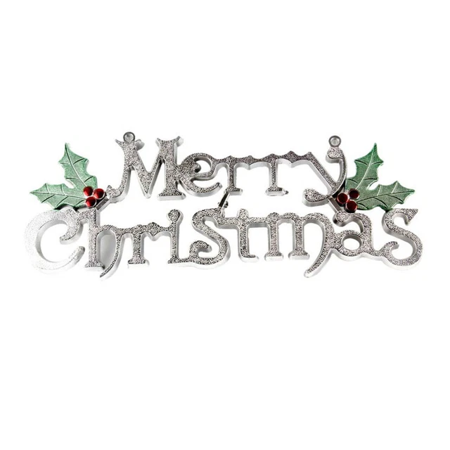 Cartello Porta Di Natale In Ferro 30x24 Cm Con Scritta Merry Christmas E Corda Per Appendere - Decorazione Natalizia Per Porte E Pareti - 4