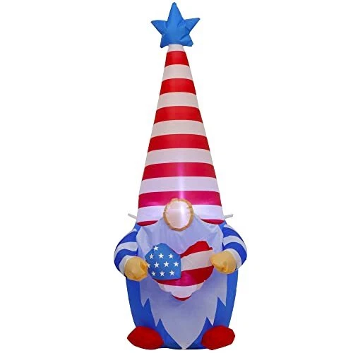 4th of July Decoration Inflatable Blow Up Gnome American Uncle Sam with Top Hat