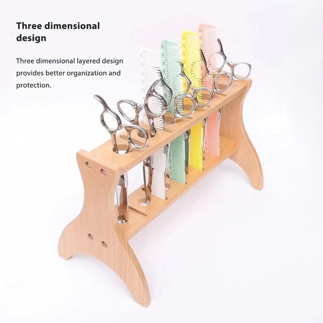 Wooden Salon Shear Holder Multifunction Salon Scissors Wooden Holder Wood Sc Zz1