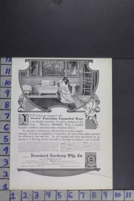 1907 Edwardian Bathroom Decor Tub Sink Shower Standard Co Vintage Ad Ef011