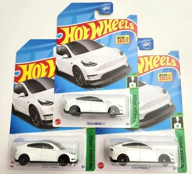 HOT WHEELS TESLA Model Y White 37 2023 HW Green Speed 3PCS 1 022 