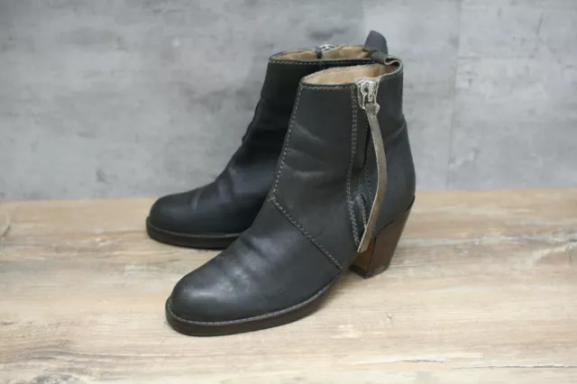 Acne Studios Women's Black Leather Zip Ankle Boots Shoes Size 36 Made in Italy