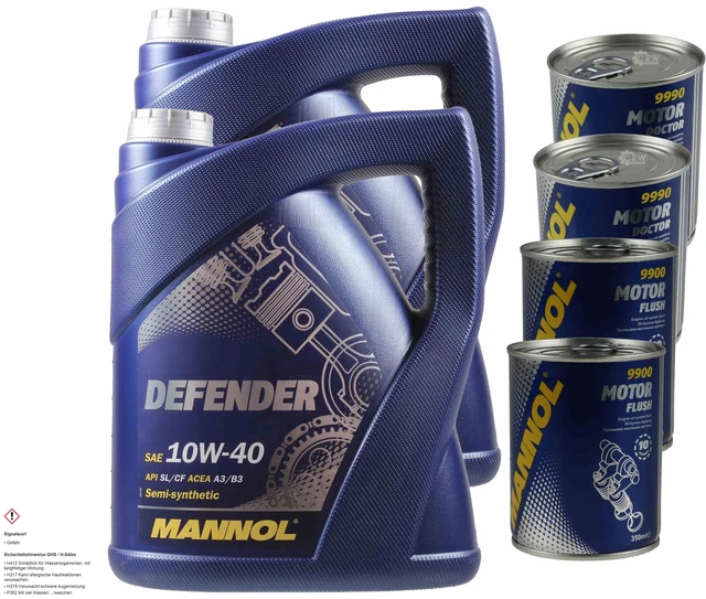 10L Olio Motore MANNOL Defender 10W-40 2xMotor Doctor + Motore Flush