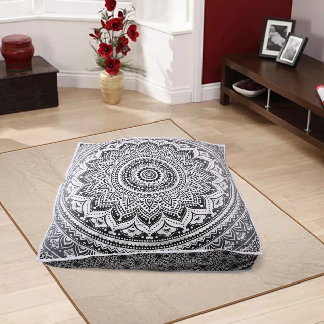 Grande Quadrato Mandala Meditazione Pavimento Cuscini Cover Indiano Arazzo Pouf