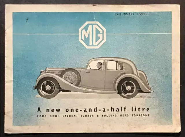 MG 1½ LITRE Car Preliminary Brochure 1936 SALOON Tourer FOLDING HEAD FOURSOME