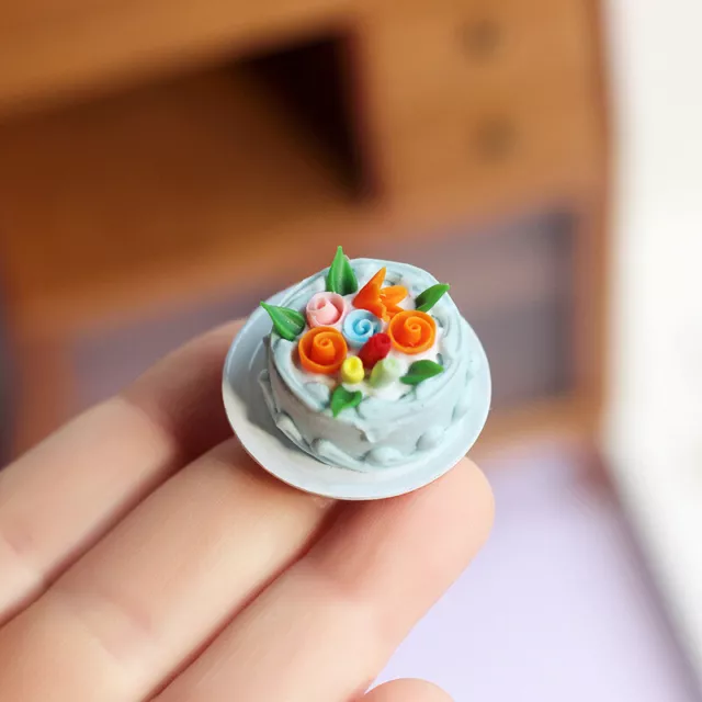 Miniatures 1:12 Scale Dolls House Fruit Cream Cake Mini Food Bakery Accessories