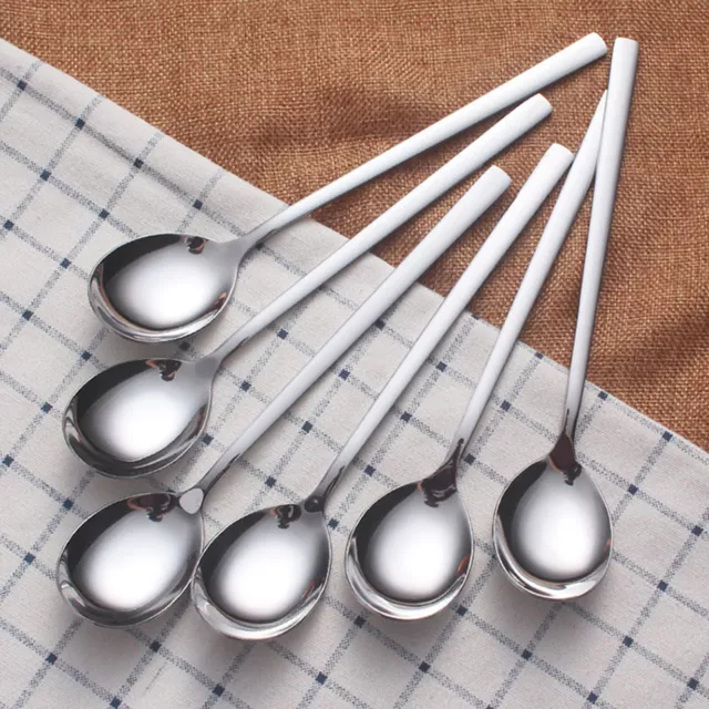 🐶Spoons 8 Pieces Stainless Steel Korean Spoons Soup Spoons Long Handle Dinner