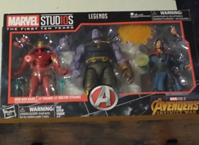 Marvel Legends Primeros Diez Años IRON MAN, THANOS, DR. PAQUETE STRANGE Infinity War 3