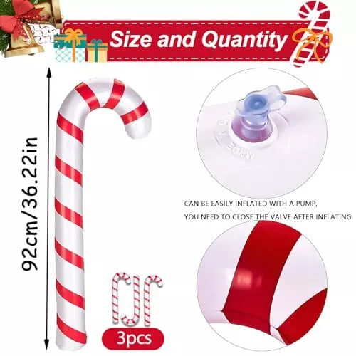 SFSSHUI 3 Pièces Canne a Sucre Gonflable Noël Gonflables De Canne De Bonbon S... 2