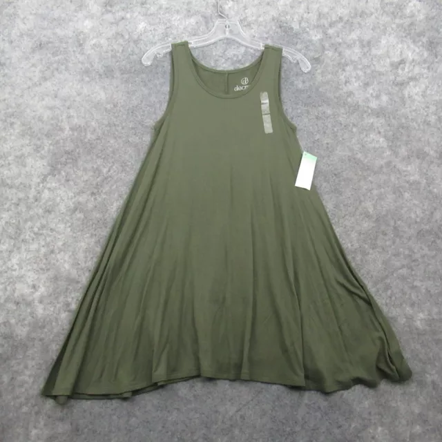 Decree Womens Tank Top Small Green Solid Tunic Sleeveless Flowy Rayon Stretch