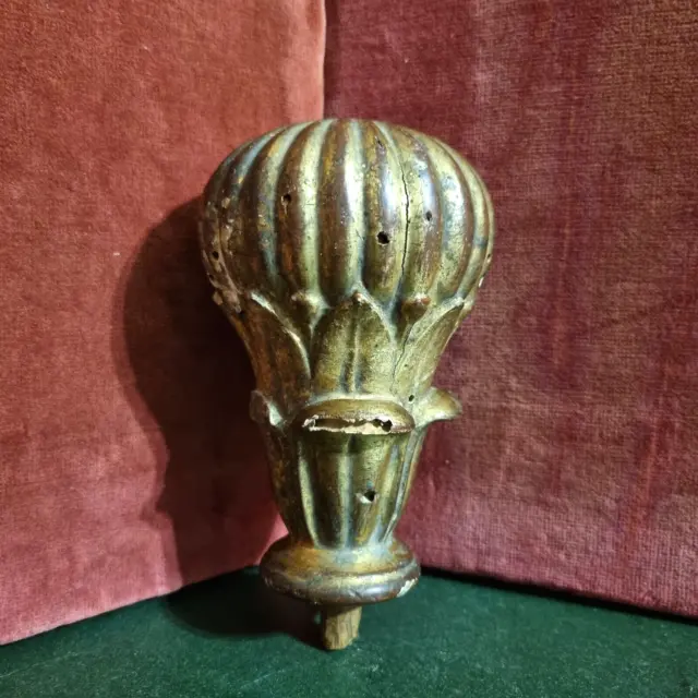 18 th Gilt wood carving newel post finial - Antique french architectural salvage