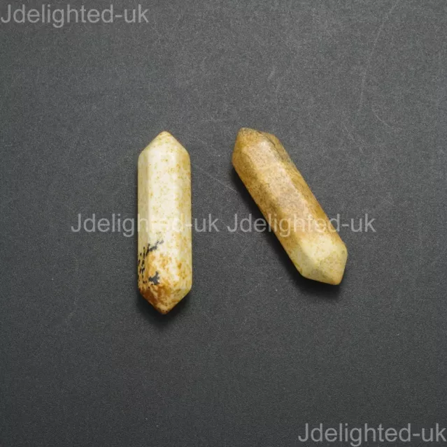 Natural Gemstone Hexagonal Pointed Reiki Chakra Raw Wand Pendant Beads Healing