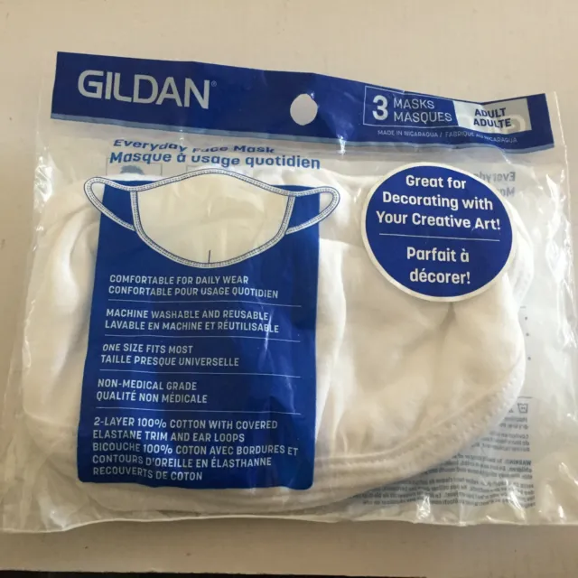 NEW Gildan Everyday Face Reusable / Washable Adult Mask 3 Pack