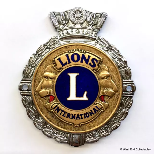 Old Heavy 1950s GAUNT Car Badge - Lions Club International Grill Emblem Mascot