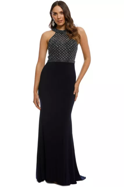 Tania Olsen Tyra Sleeveless Gown in Navy Size 8 AU