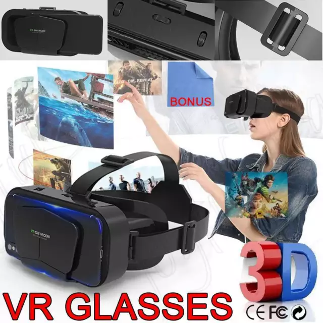 VR Box 3D Virtual Reality Headset Glasses Bluetooth With Remote For Smartphones