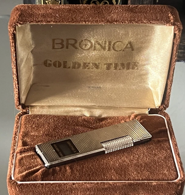 BRONICA accendino GOLDEN TIME RARO con box floccato da revisionare