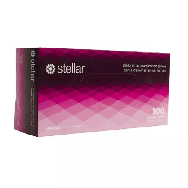 Stellar Nitrile Gloves, Pink, PF, SIZE(S,M,L,XL) -100/ Box