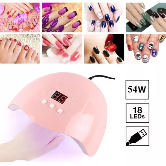 54W LED UV Nail Lamp Polish Dryer Gel Acrylic Curing Light Professional Spa Tool