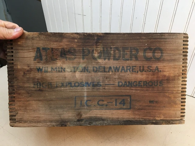 Atlas Powder Co. Empty Wood Crate Box High Explosives Electric  Blasting Caps 3
