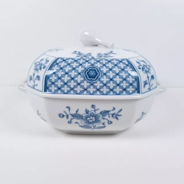 Heinrich Villeroy Boch China Blue  Square Covered Vegetable Dish Tureen Germany 2