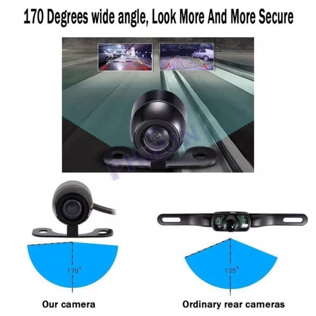 170° Wide Angle Car Front Side Rear View Backup Reversing CCD Camera Waterproof 3