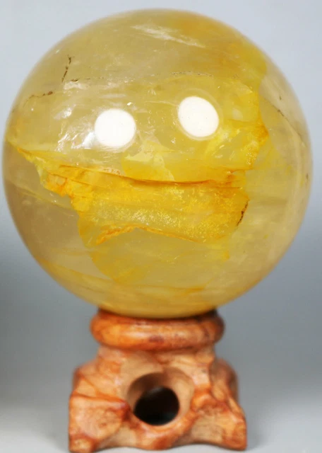 NATURAL Yellow PHANTOM MULTI-INCLUSIONS Rainbow CRYSTAL polishing sphere Ball