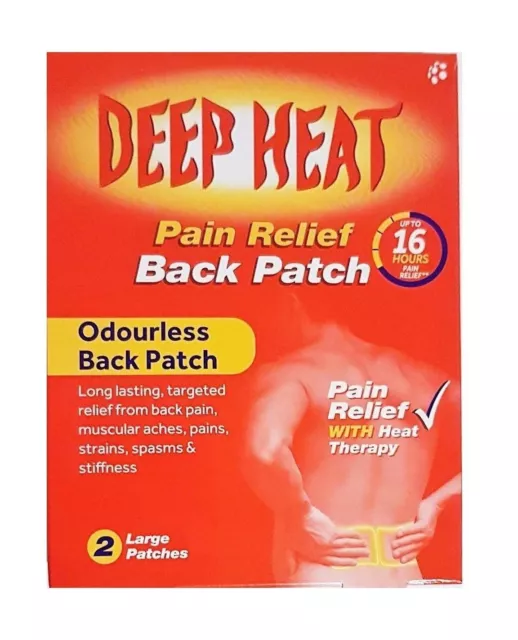 Deep Heat Large Patch for Back Pain Pads - Pack of 2 NEW Large Patches