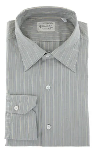 Finamore Napoli Blue Striped Cotton Shirt - Extra Slim - (PU)