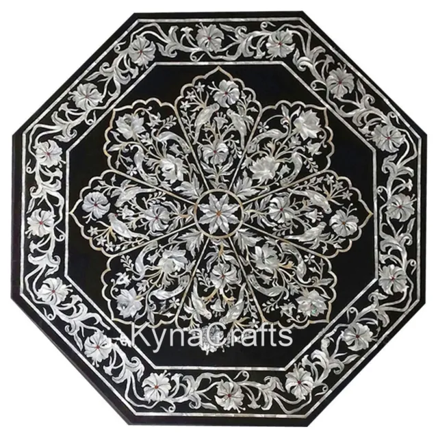 30 Inches Marble Patio Table MOP Inlay Work Coffee Table Top from Heritage Art