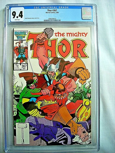 Marvel MIGHTY THOR #367 CGC 9.4 NM White Pages 1986