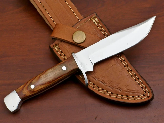 Custom Hand Made D2 Blade Steel Full Tang Hunting Knife- Pakka Wood  - Za-3191