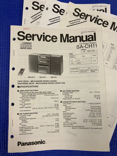 PANASONIC SA-CH11 SACH11 SC-CH11 Service Manual **ORIGINAL** £14.91 ...