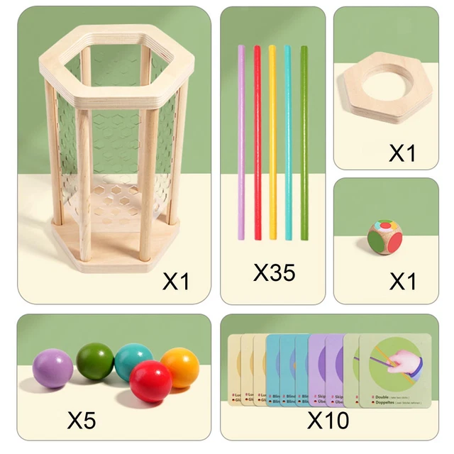 Mystooy Jeu De Tour En Bois Montessori Avec Bâtons Colorés Et Dés - Jeu Éducatif Enfant