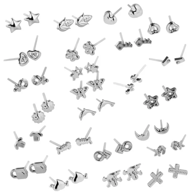 24 Pairs Fashion Wholesale Mixed Style Silver Plated Ear Stud Earrings Charm