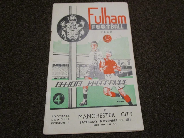 FULHAM  v  MANCHESTER CITY  1951/2  NOVEMBER 3rd  FOOTBALL PROGRAMME