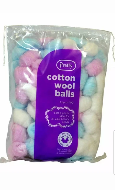 Pretty Coloured Cotton Wool Balls Pack of 100