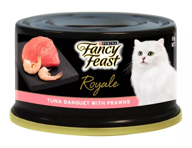 24 x Purina Fancy Feast Royale Tuna Banquet with Prawns 85g AU-Free shipping. 3