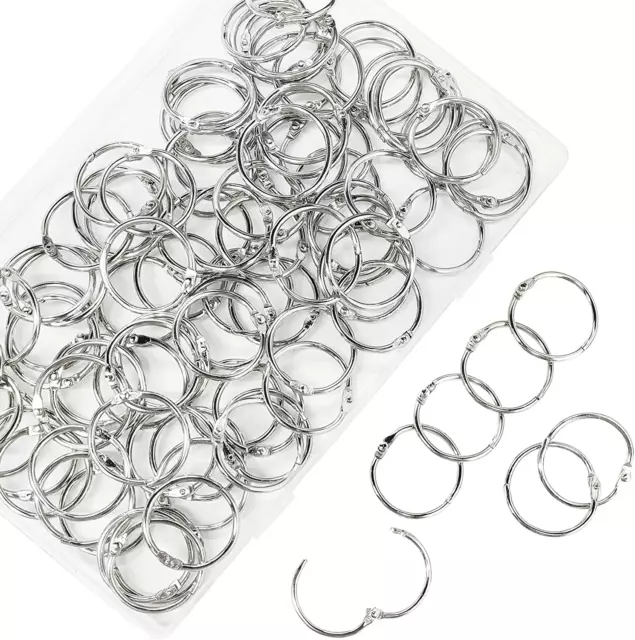 Loose Leaf Binder Rings 1-Inch（100 Pack） Office Metal Book Rings, Nickel Plated