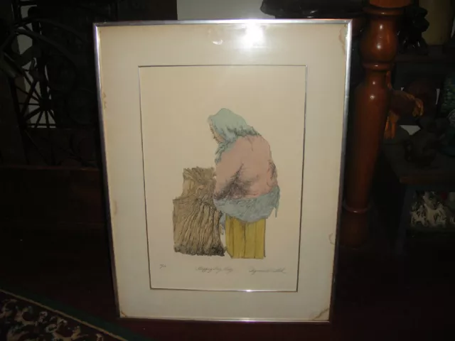 Original Seymour Rosenthal Lithograph Shopping Bag Lady Signed Numbered Framed